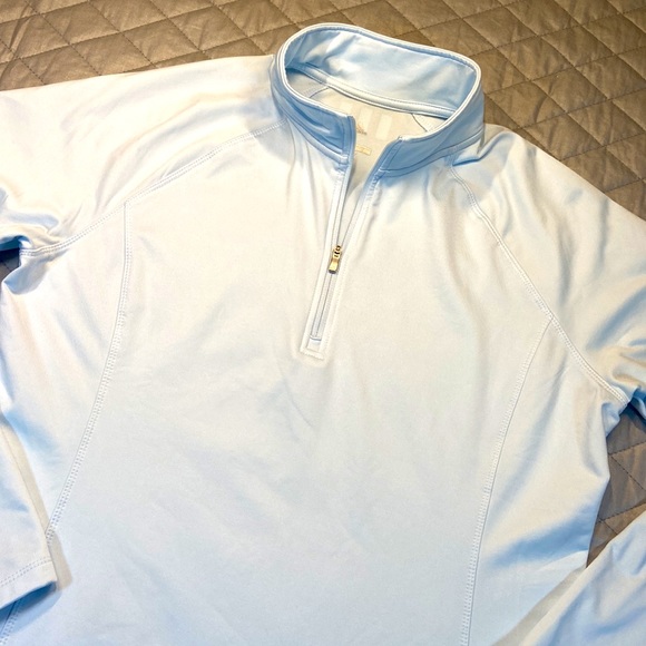 Adidas Golf 1/4 Zip Pullover with Thumb Holes. Light Blue Large. - Picture 2 of 11